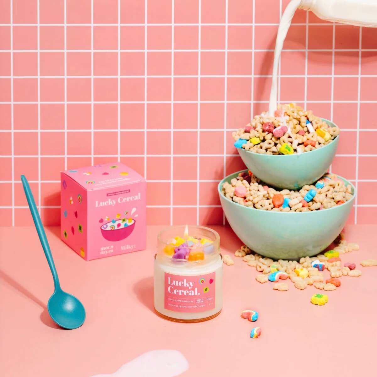 chandelle bougie lucky cereal cire soya naturelle 190g guimauve Moonday