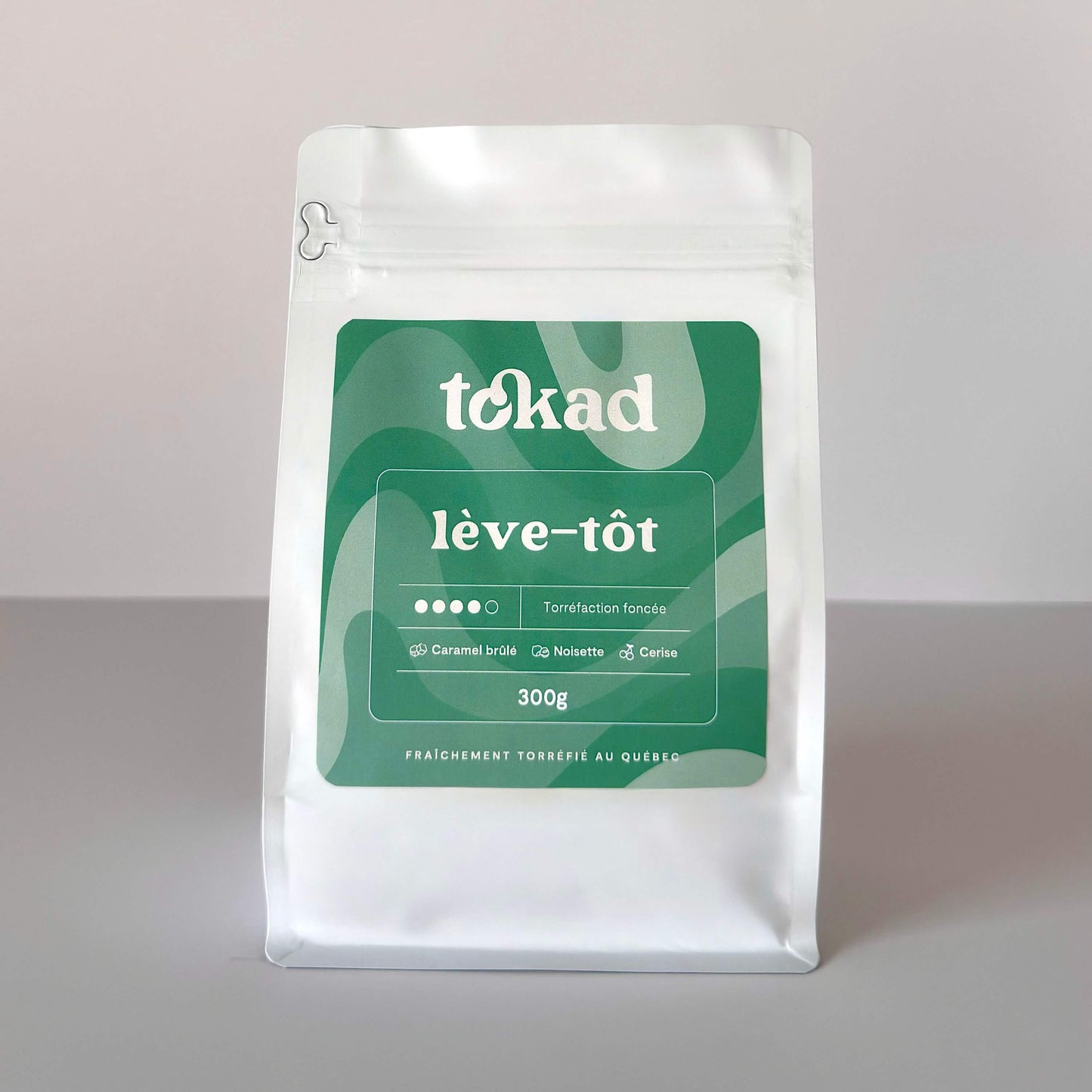 Sac café lève-tôt torréfaction foncé 300g tokad compagnie québécoise qualité