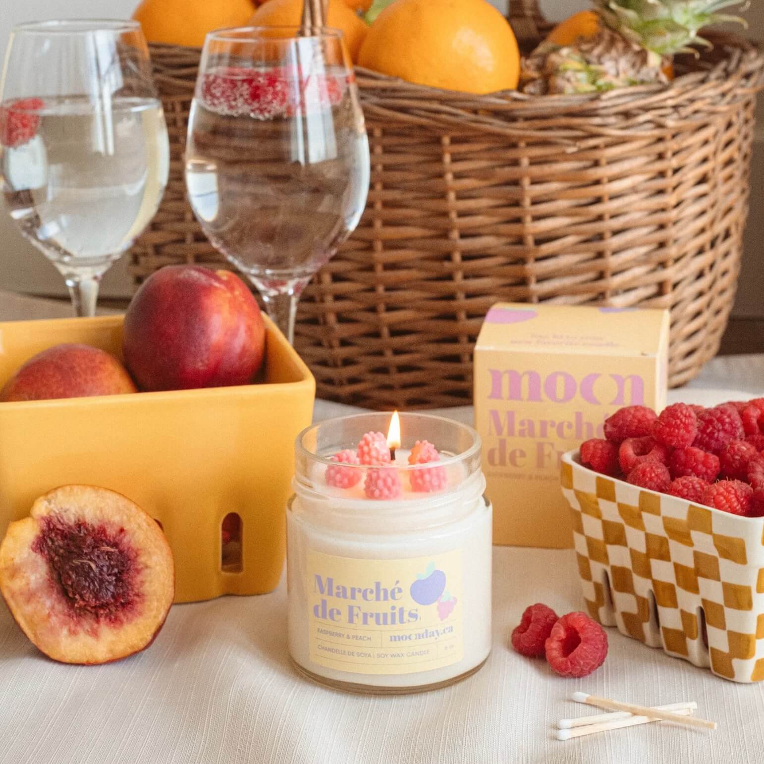 chandelle bougie cire soya naturelle marché de fruits framboise sans phtalates