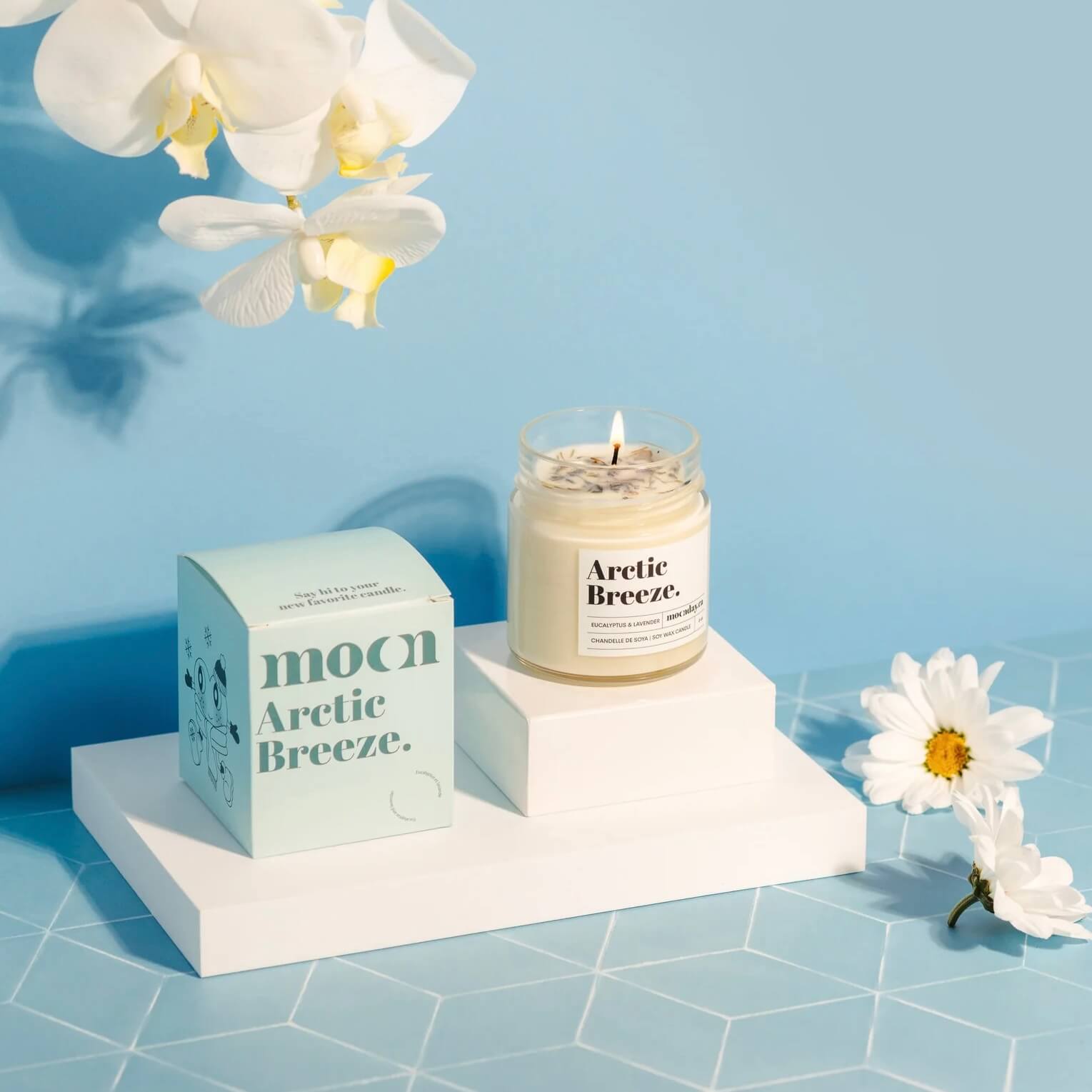 Chandelle bougie cire soya naturelle arctic breeze Moonday odeur fraîche