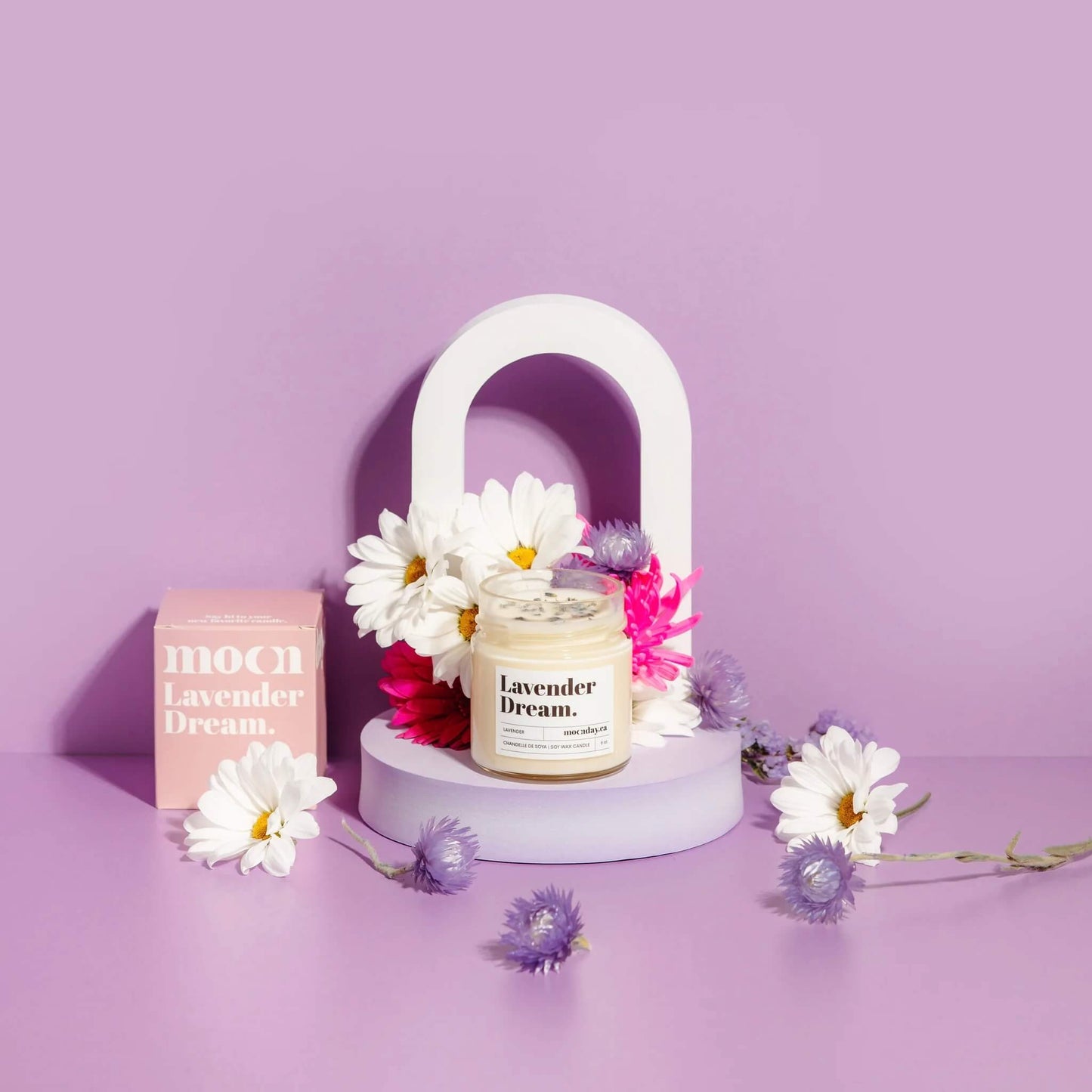 Chandelle bougie cire soya naturelle lavande moonday sans phtalates compagnie québécoise
