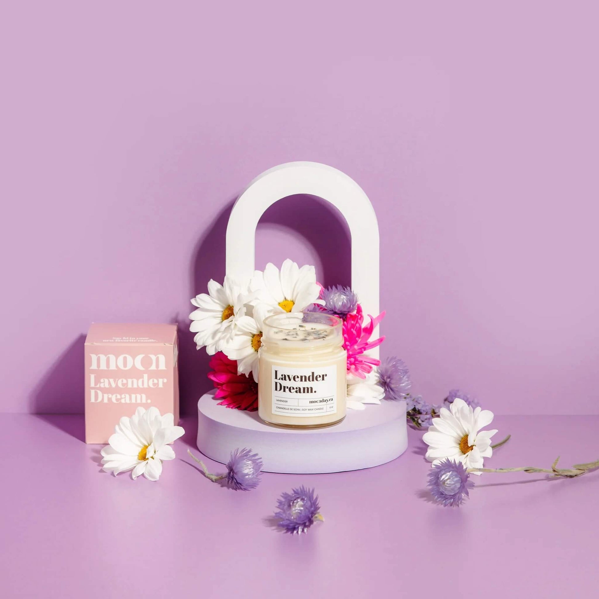 Chandelle bougie cire soya naturelle lavande moonday sans phtalates compagnie québécoise