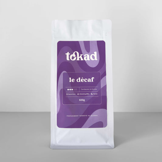 sac café le décaf 500g torréfaction foncée  tokad compagnie québécoise