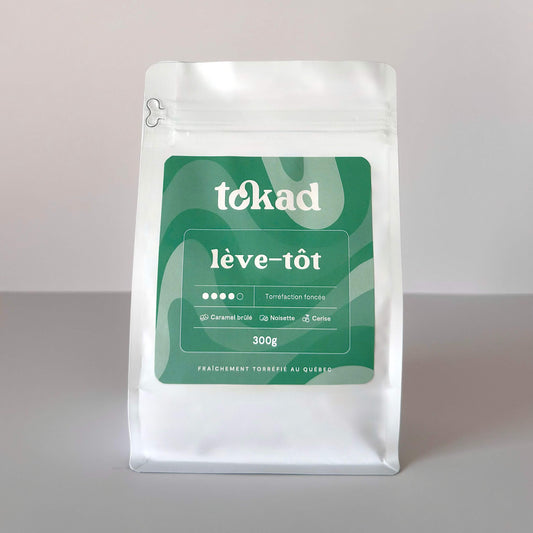 Sac café lève-tôt torréfaction foncé 300g tokad compagnie québécoise qualité