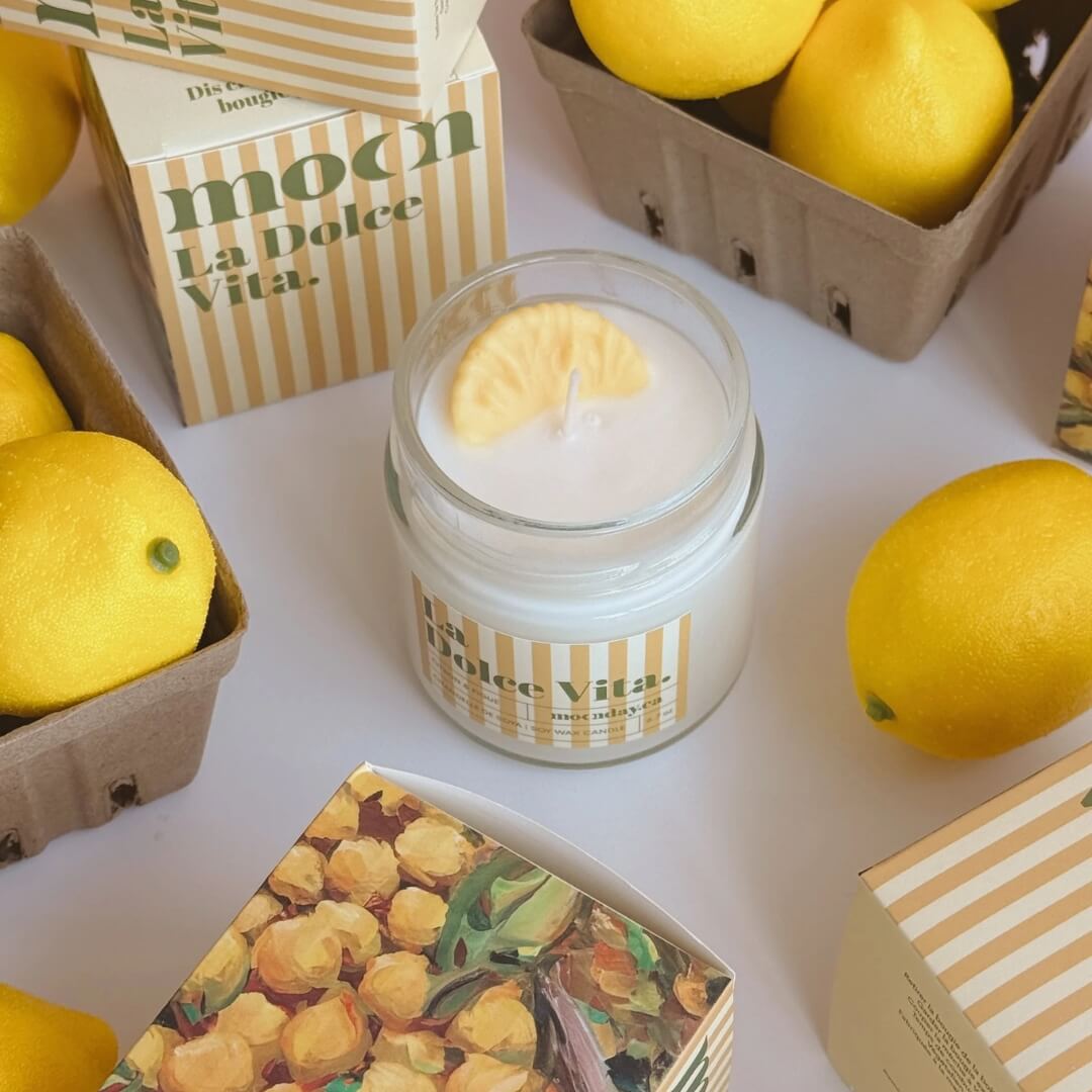 Chandelle bougie soya la dolce vita moonday citron figue naturel