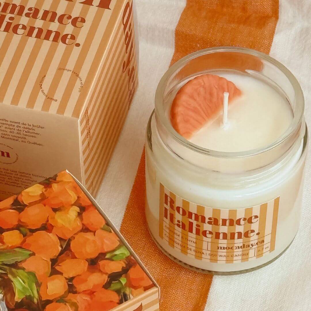 Chandelle soya bougie romance italienne moonday thym orange sanguine