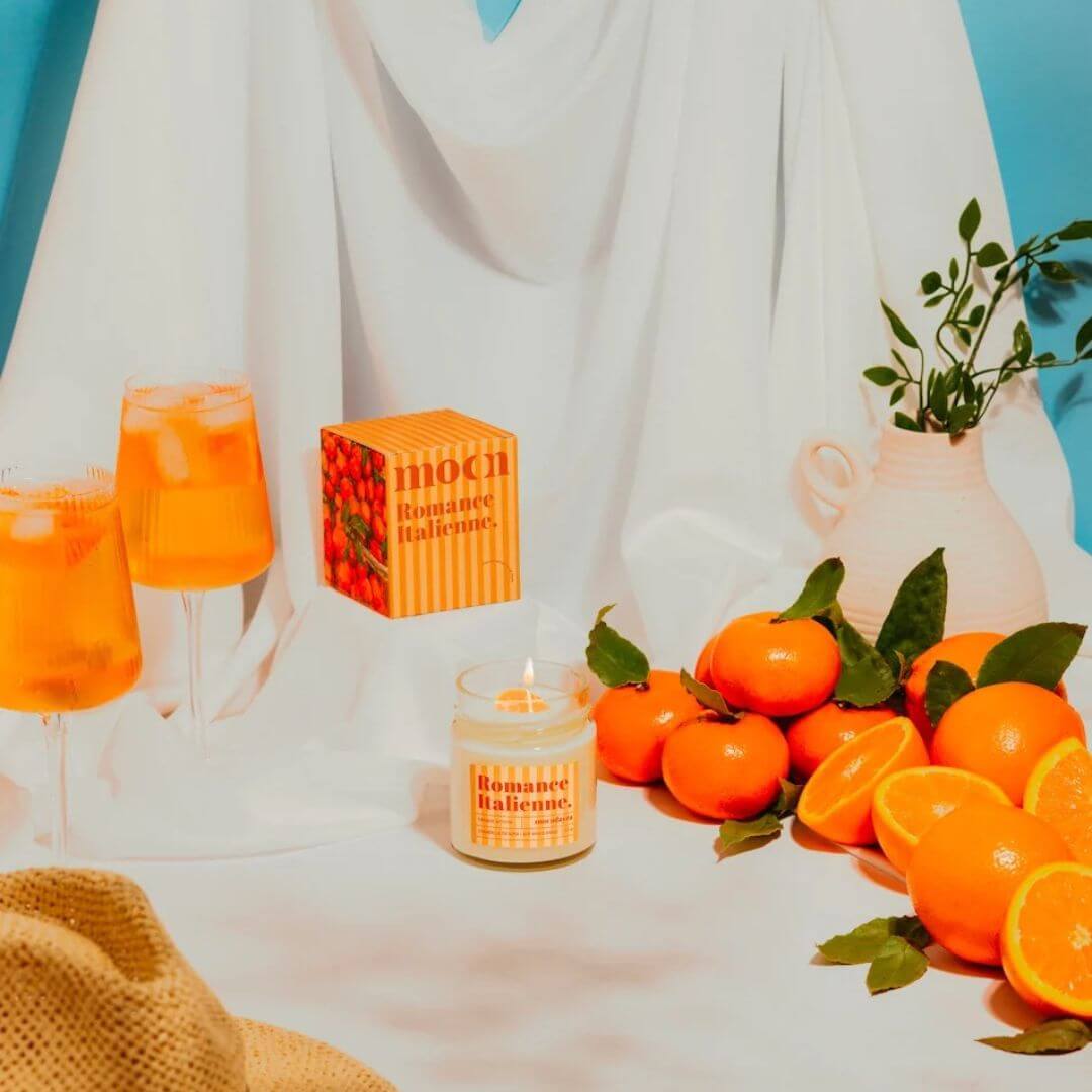 Chandelle soya bougie romance italienne moonday thym orange sanguine
